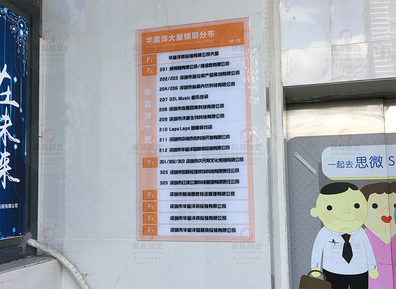 深圳写字楼楼层分布指示牌制作